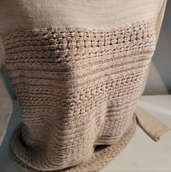 Lucky Brand Live In Love Sweater Womens Medium M Open Knit Crocheted wool blend - Picture 3 of 9